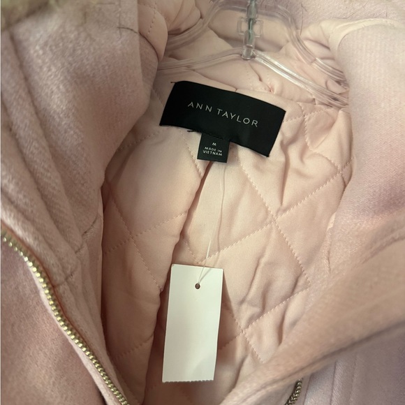 ANN TAYLOR Blush Pink Women's Wool Blend Jacket with Fur Trim (NWT) - Picture 2 of 4